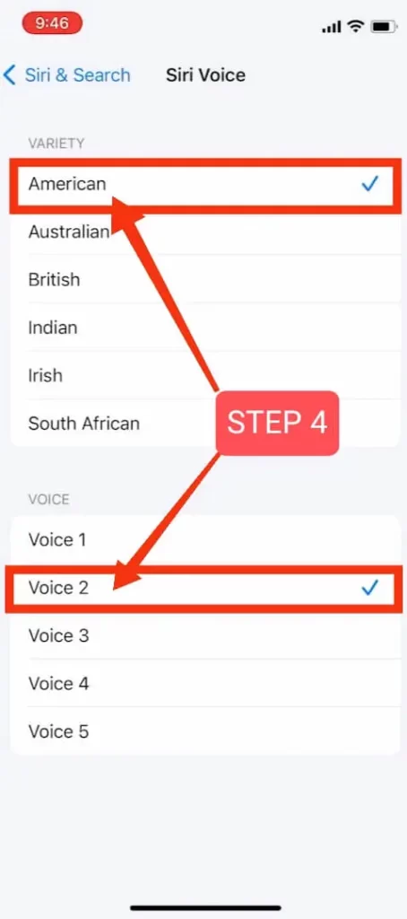select siri voice