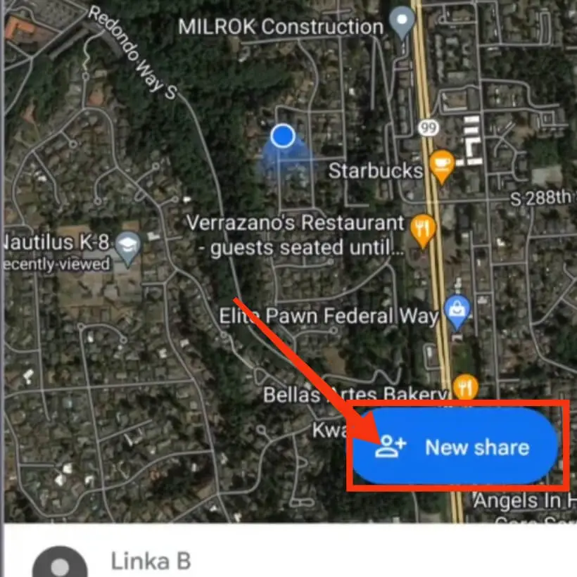 Google map Step 4 new share button