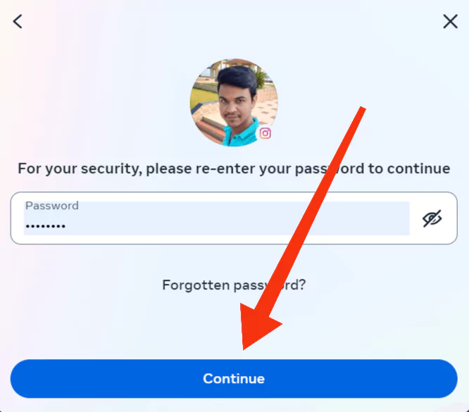 step 15 enter password and click continue