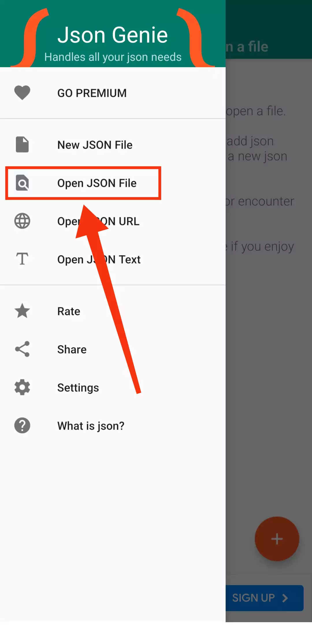 step 5 choose open json file